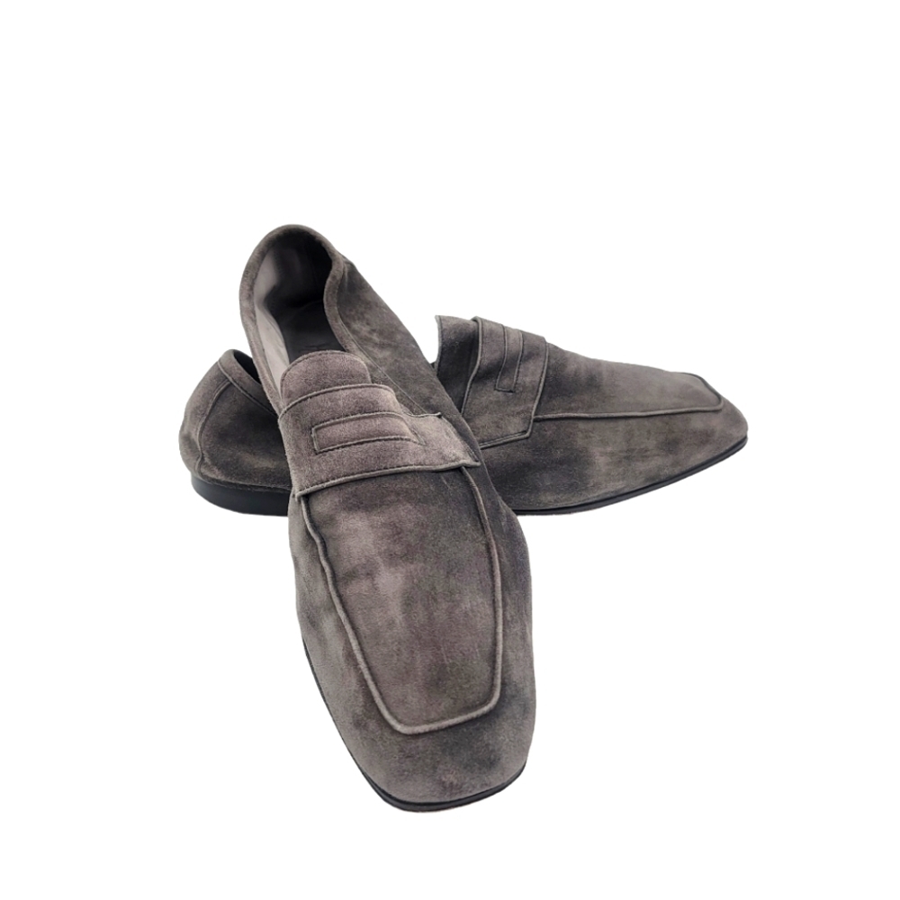 Andrea Firenze Ventura Suede 100% Reversed Suede Sz 43.5 10.5 Gray Driving Shoes